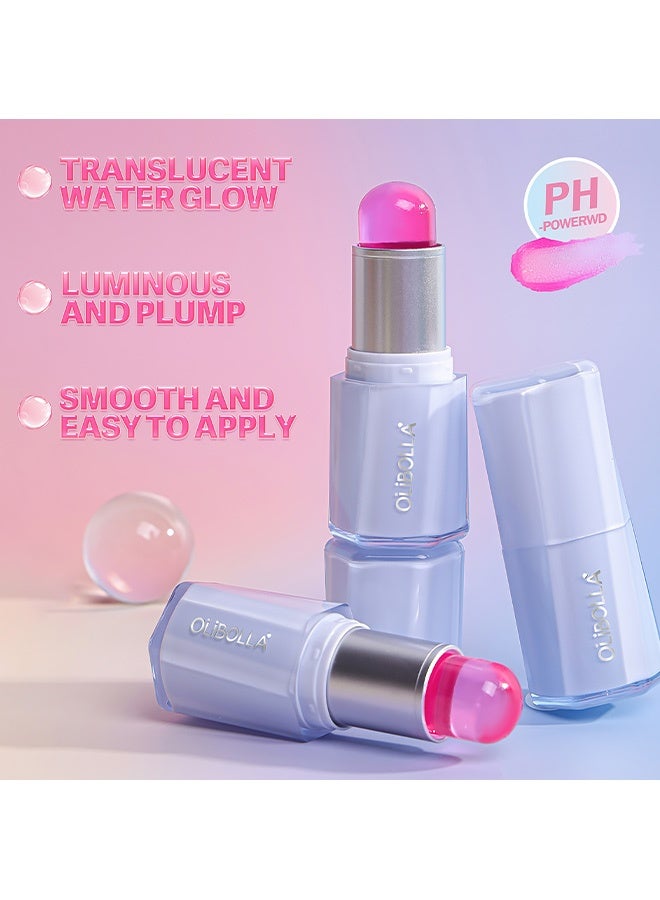 OLIBOLLA Warm Temperature Color-Changing Jelly Blush Stick Highlighter Concealer Lip Gloss Glowing Blush Cream Dyeing Power 8g (#01) - Image 4
